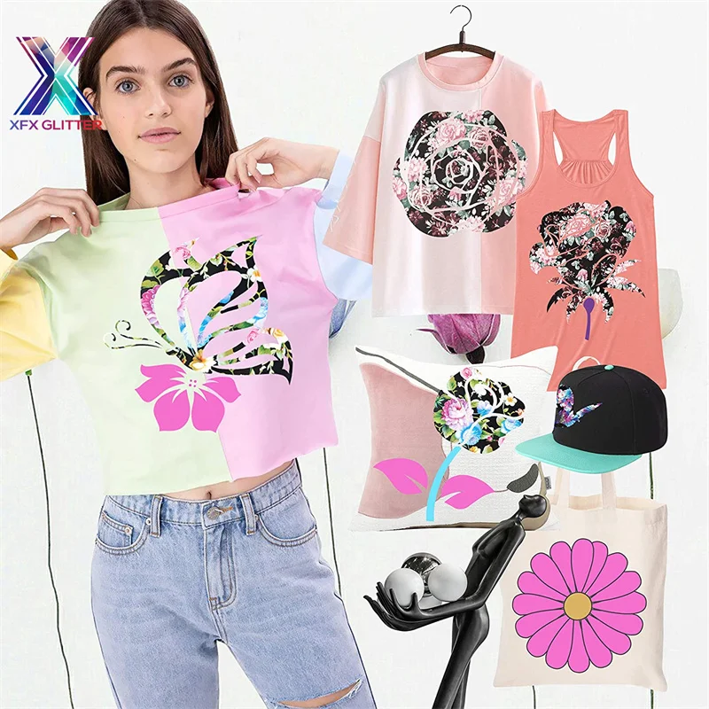Heat Transfer Vinyl Heat Vinyl 1 Sheet 25x30.5cm Beautiful Color TPU Heat Transfer Vinyl Press Machine Flowers HTV Printing DIY Cloth