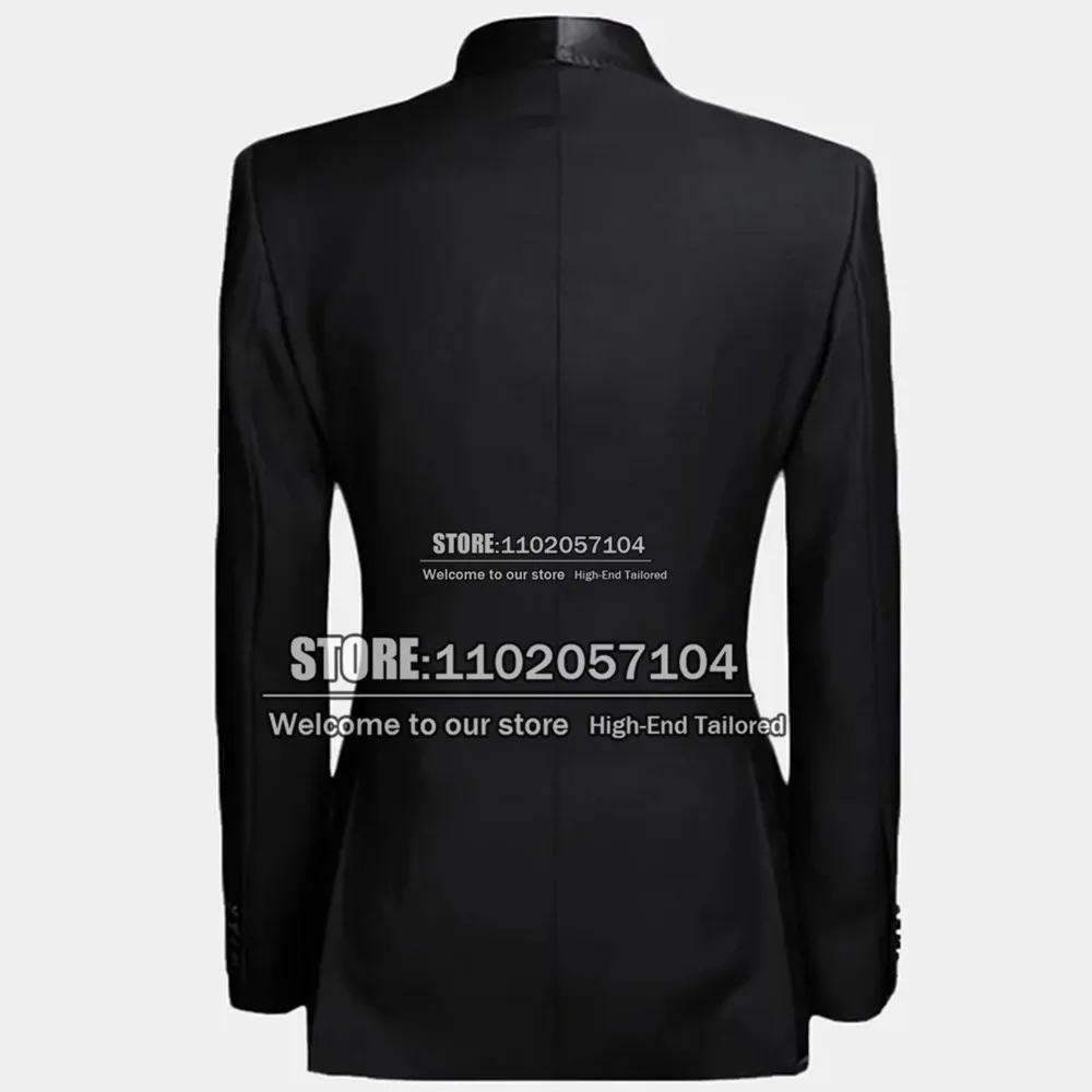 Black Groom Tuxedo 2 Pieces Men Suits For Wedding Double Breasted Jacket Pants Business Office Outfit Prom Blazer ropa hombre
