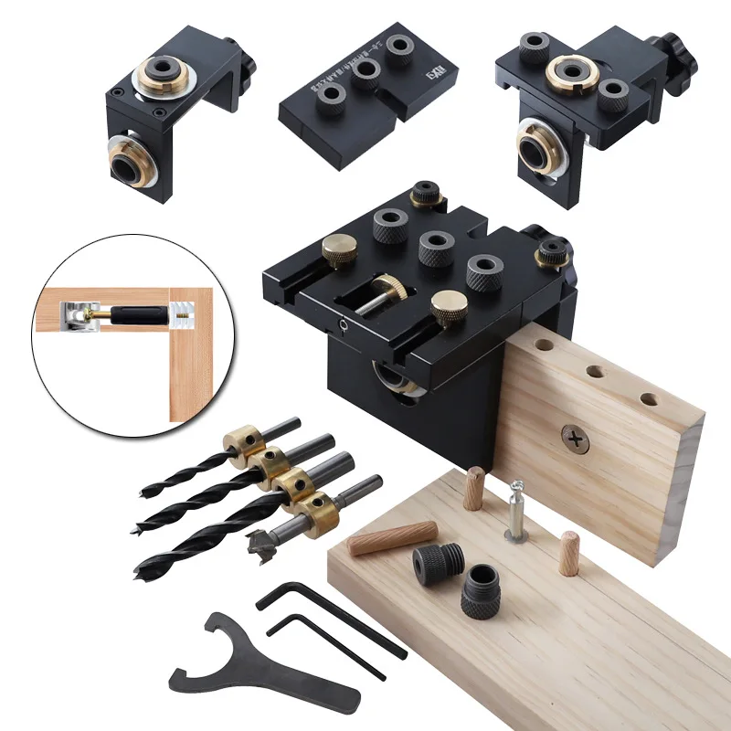 ZK30 3 in 1 Adjustable Doweling Jig Woodworking Pocket Hole Jig With 8