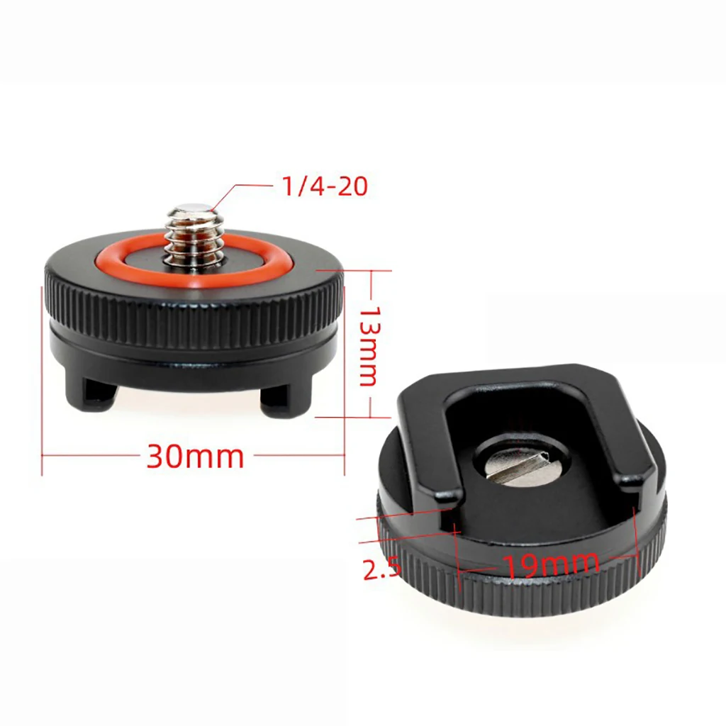Hot Cold Shoe Mount Adapter with 1/4" Mounting Screw for DSLR Camera Cage Rig Video Flash Light Mic Quick Release Plate