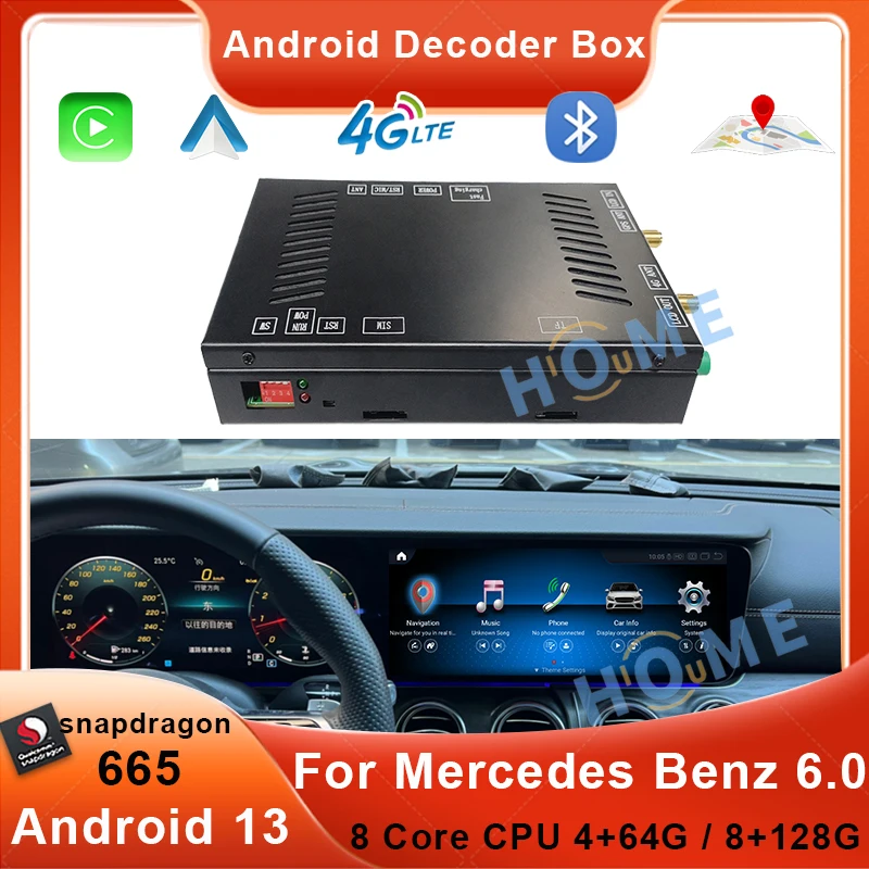 

Decoder Box For Benz A B E CLA GLA GLB GLS Class NTG 6.0 Wireless CarPlay Qualcomm 665 Android 13 Auto Video Module Box Car DVD