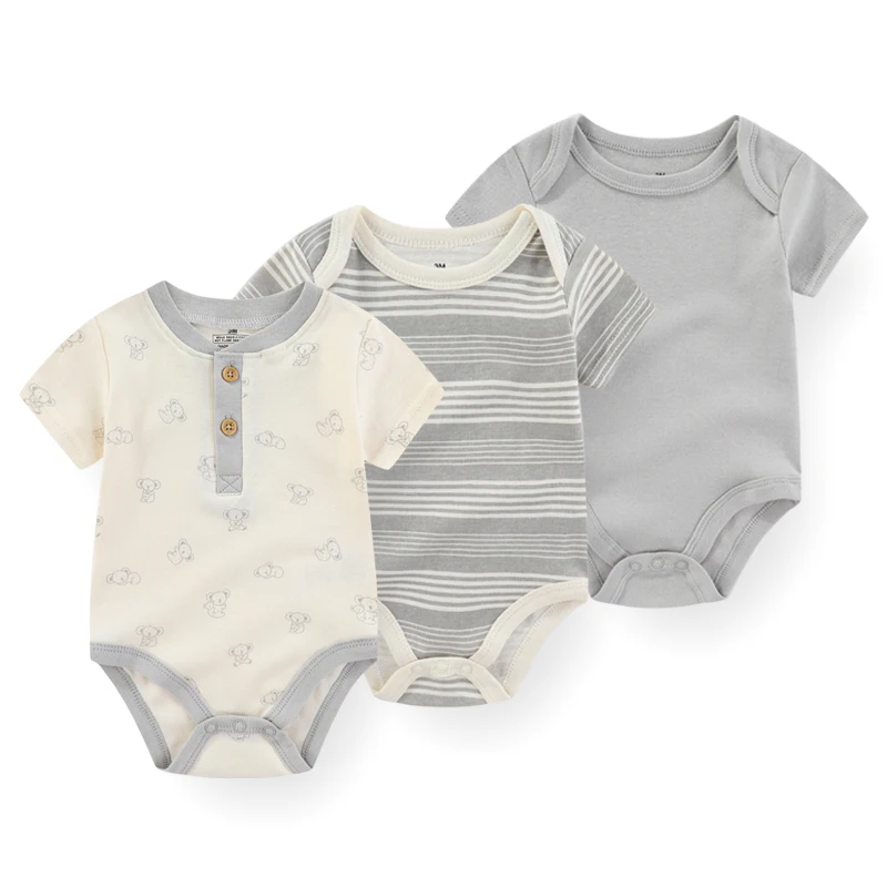 Kiddiezoom 3 Pcs Summer Fashion Cartoon Baby Boy Girl Bodysuits Soft Newborn Onesies Clothing 2