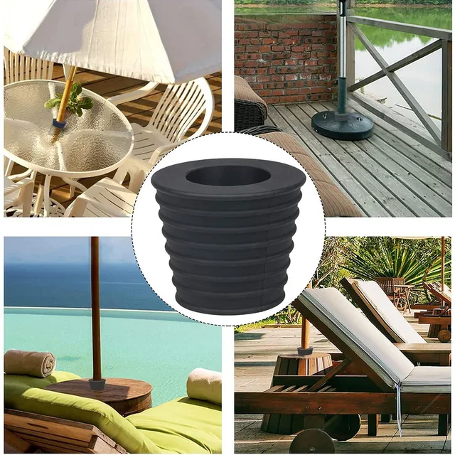 Fermo Ombrellone Patio Supporto Per Ombrellone In Silicone - Stabilizzatore Per Foro Da 38 Mm, Nero/Bianco Puntale Per Ombrellone Da Spiaggia - 6