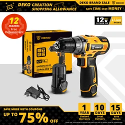 DEKO New 12V Cordless Drill Electric Screwdriver Lithium-Ion Battery 18+1 Settings 3/8-Inch 2-Speed --DKCD12XL01
