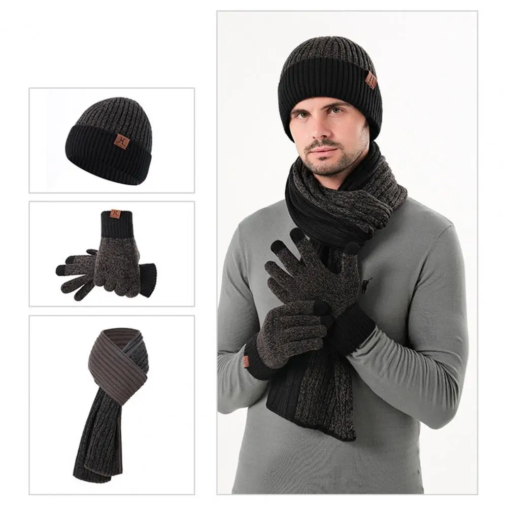 

Long Scarf Set Super Soft Winter Beanie Hat Scarf Glove Set Windproof Fleece Lined Knit Hat Long Scarf Warm Gloves for Weather