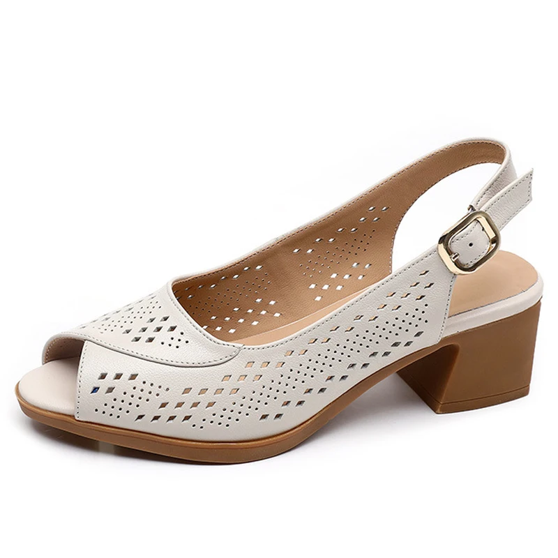 פתוח הבוהן נעלי קיץ חלולות נשים סנדלים עור אמיתי נעלי גברים נשים פלוס גודל נעליים