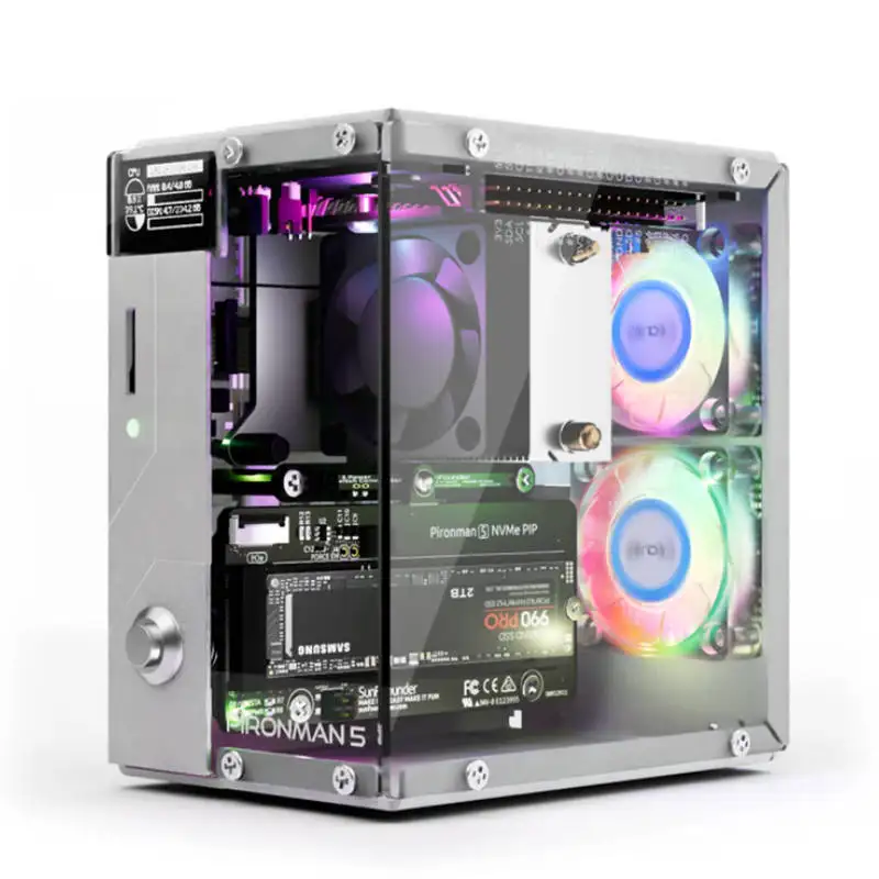 Pironman-Raspberry Pi 5のミニPCケース,nvme m.2, ssd, pcie, en/de