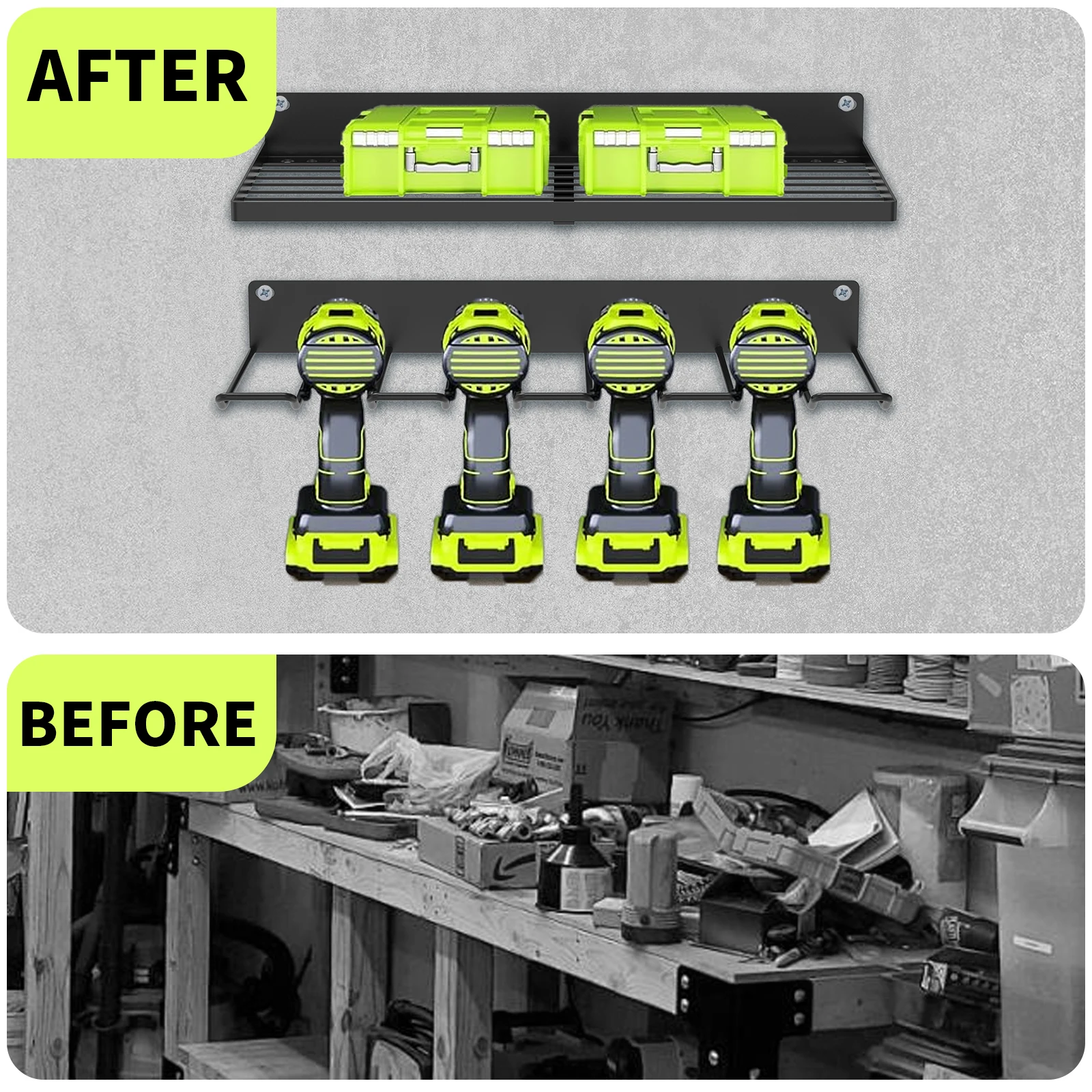 Wall Mounted Power Tool Organizer Holder Heavy Duty Utility Storage Rack for Battery Powered Hand Tools Cordless Drill Rack 5