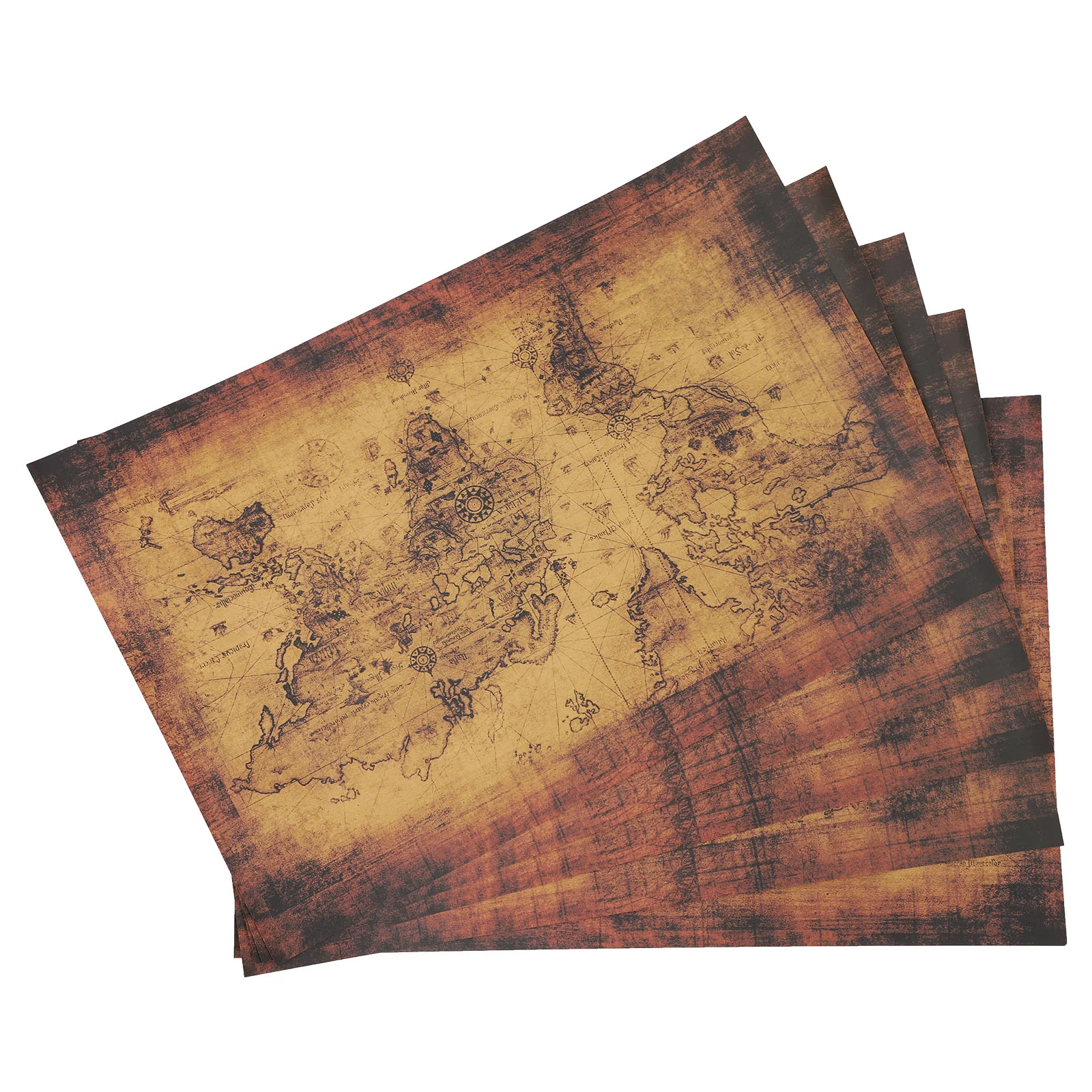 

5 Pcs Decor Treasure Map Decorative Painting Wall Print Poster Nostalgia Sticker Decal