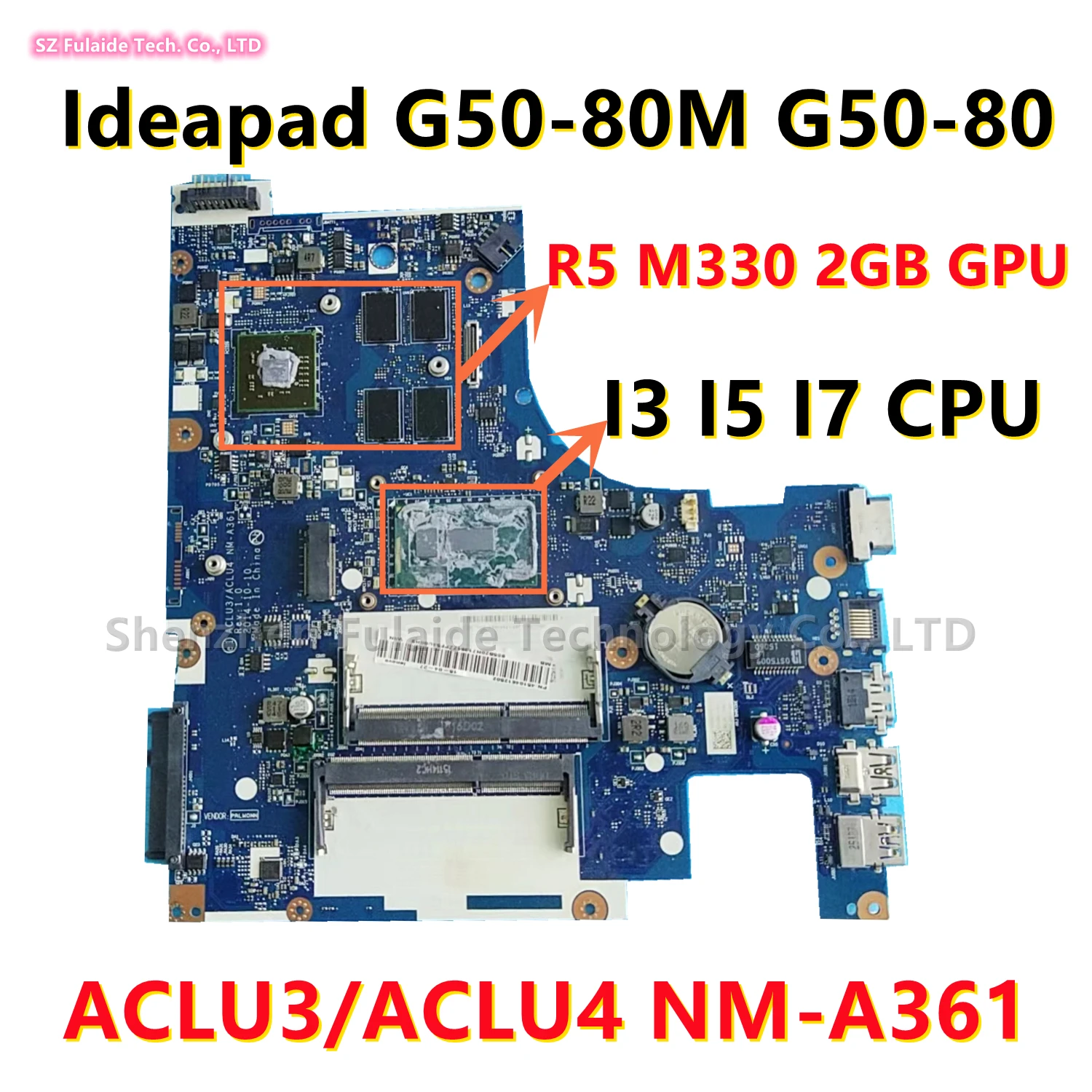 Placa-mãe Portátil para Lenovo Cpu 2gb Gpu Ddr3 Aclu4 Nm-a361 G5080 G5090m i3 i5 i7 r5 M330 2160867030 Ddr3