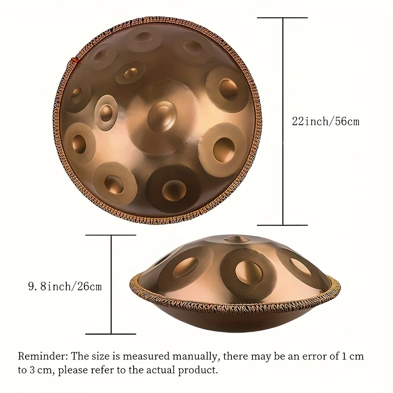 Musical Percussion Instruments 432Hz Stainless Steel Handpan Drum 9/10/12notes D Minor 22 inch with Steel Tongue Including Bag for Yoga Meditation Beg