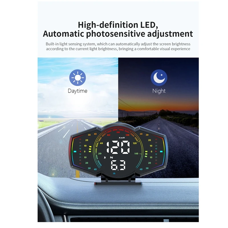 NEW-Car GPS Speedometer Head Up Display Speed Alarm HUD Compass Car Electronic KMH MPH Gauge Meter For All Vehicles