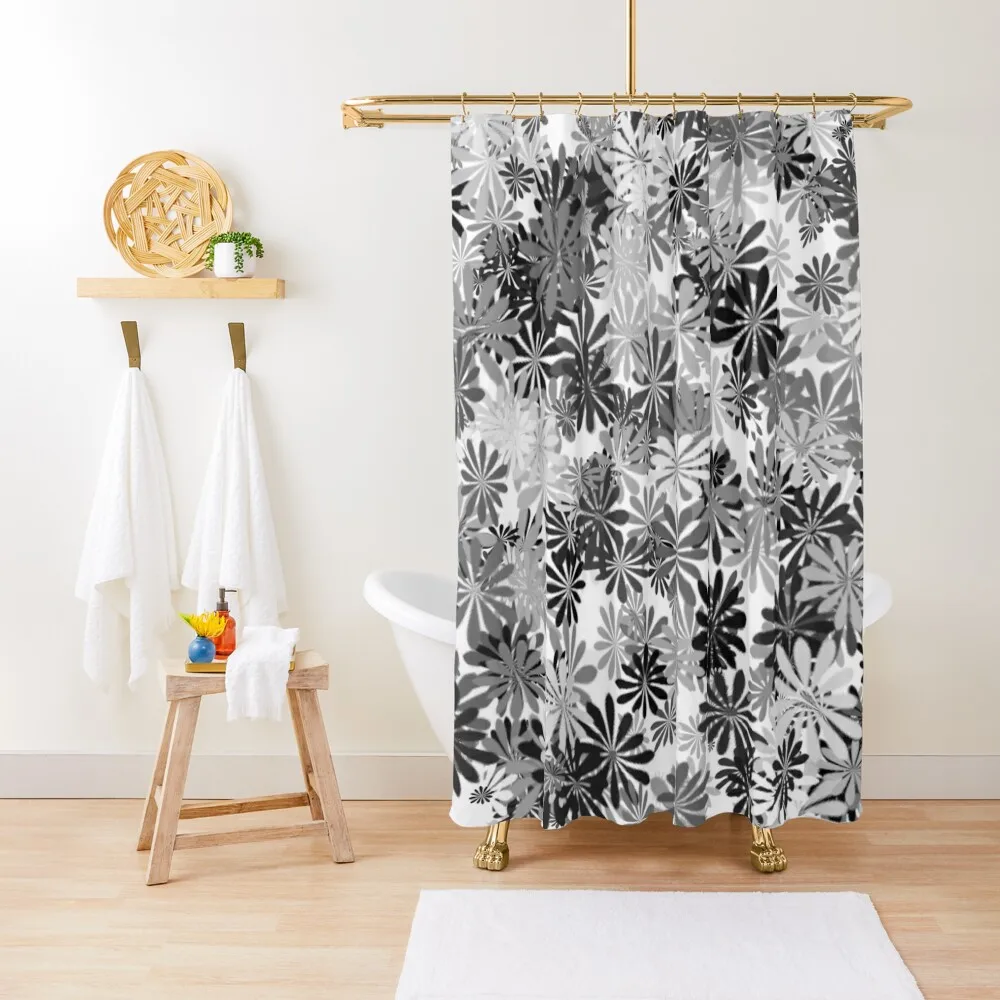 Black and Gray Flowers Shower Curtain Shower For Bathroom Window Waterproof Bath And Anti-Mold In The Bathroom Curtain