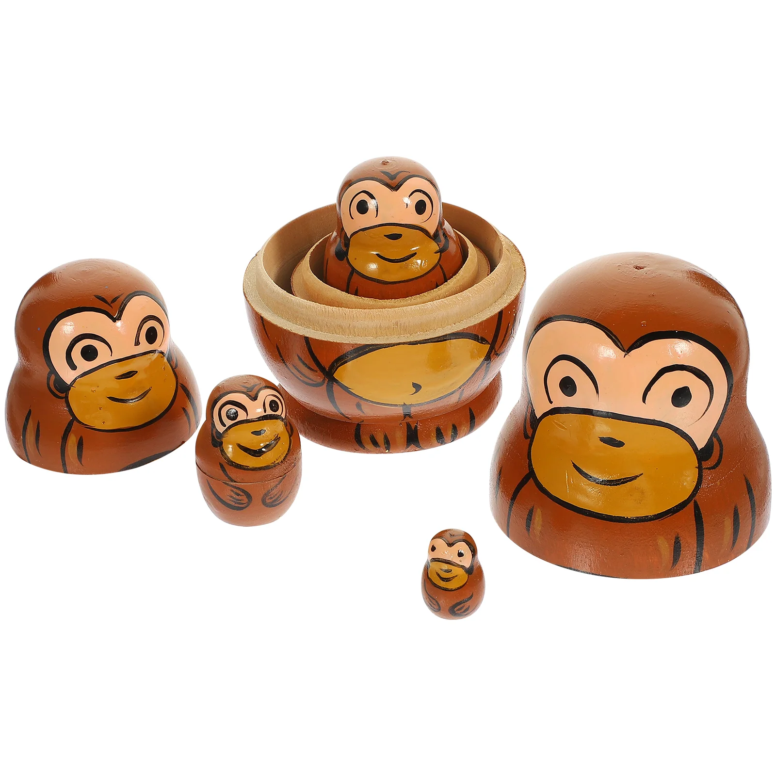 

Matryoshka Toddler Wooden Toys Russian Cartoon Dolls Funny Nesting 5 Layers Stacking for Toddlers