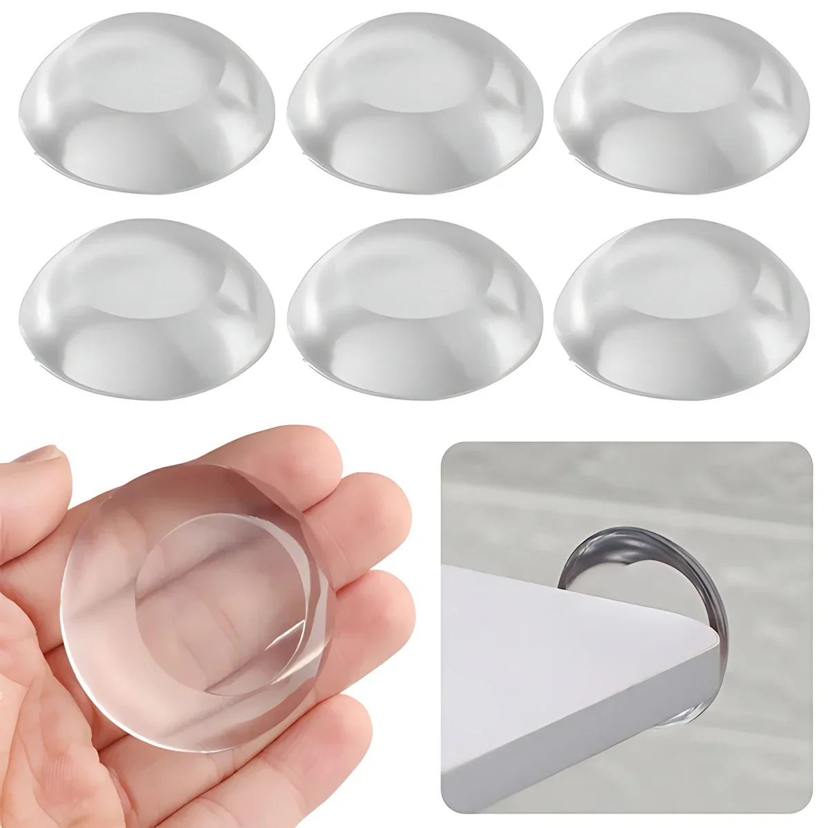 6Pcs Anti-collision Reusable Gate Back Cushion Silicone Protect Wall Door Stopper Lock Silence Bumper Guard Handle Crash Pad