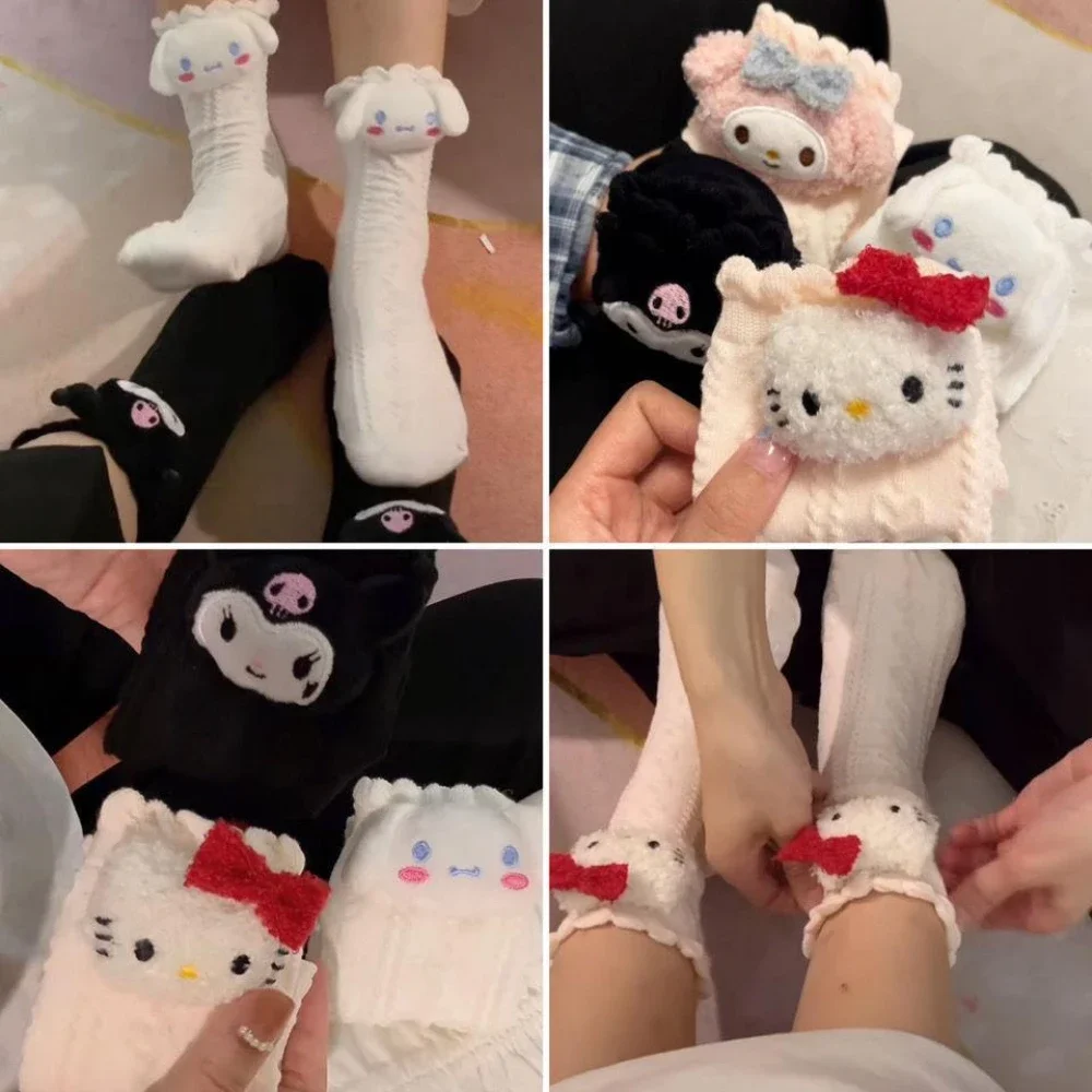 

Anime Sanrio Mid Rise Socks New HelloKitty MyMelody Cinnamoroll Kuromi Cute Cartoon Autumn and Winter Cotton Couple Socks Gift