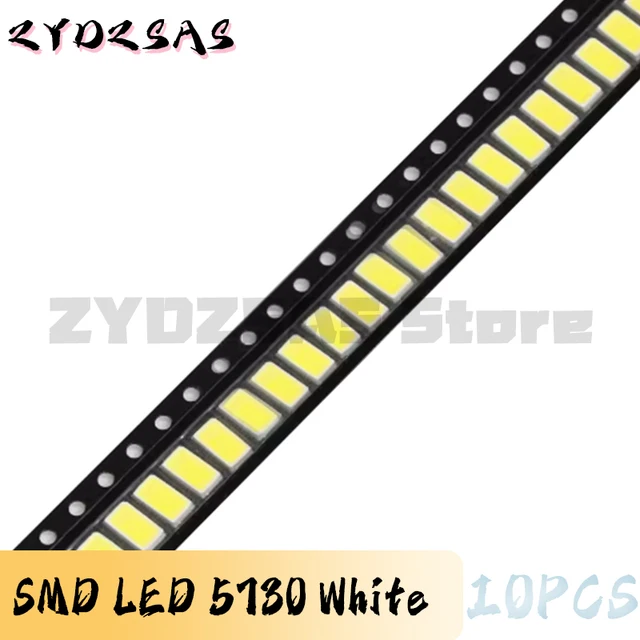 5730 SMD LED 조명, 백색 포지티브 백색 조명, 고휘도 발광 다이오드, 50-55LM (10 개)