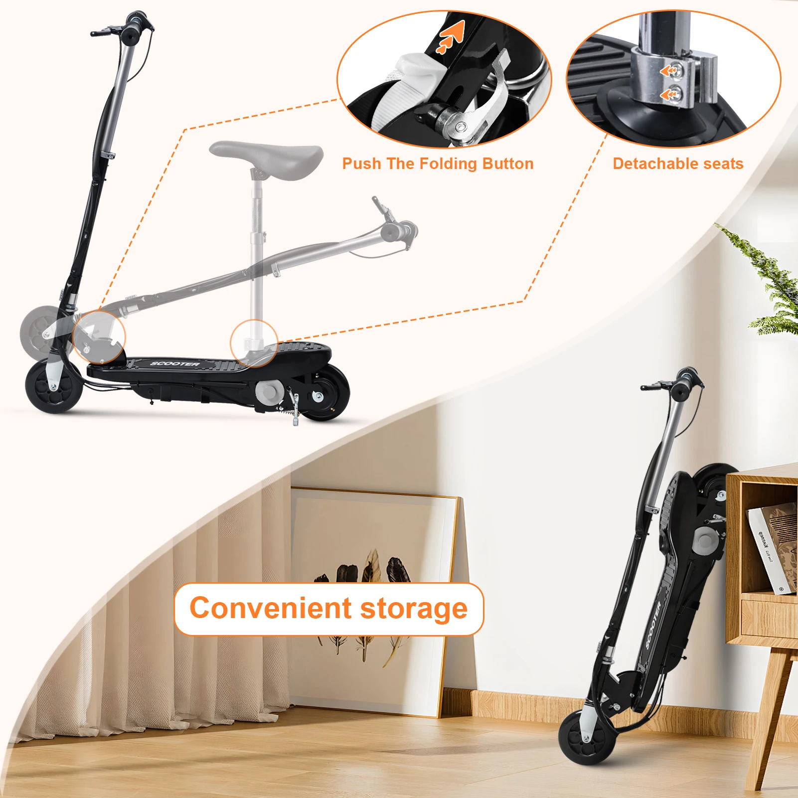 12km/h European US Warehouse Foldable 2 Wheel Portable Mobility Electric Scooter 120W
