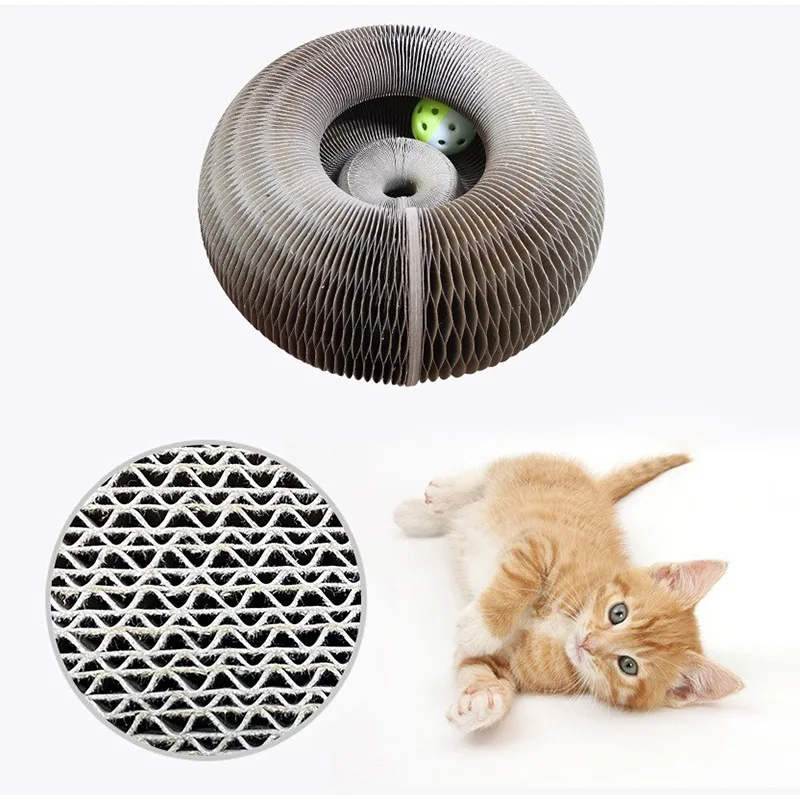 Magic Organ Cat Scratching Board Grinding Pet Toy Scratchers With Bell Corrugated Paper Folding Cats Play Funny Kitty Supplies