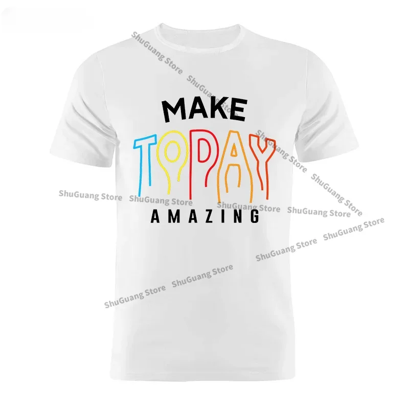 

Винтажная Футболка Make Today, удивительная Футболка с принтом, ретро футболка, летняя мужская футболка с коротким рукавом и круглым вырезом, женская одежда, топы