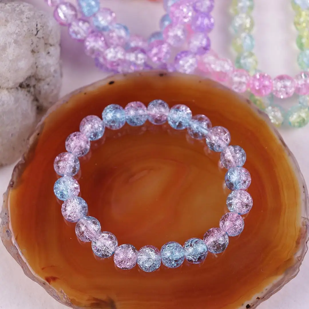 10mm Big Popcorn Beads Bracelet Friendship Elastic Ice Cracked