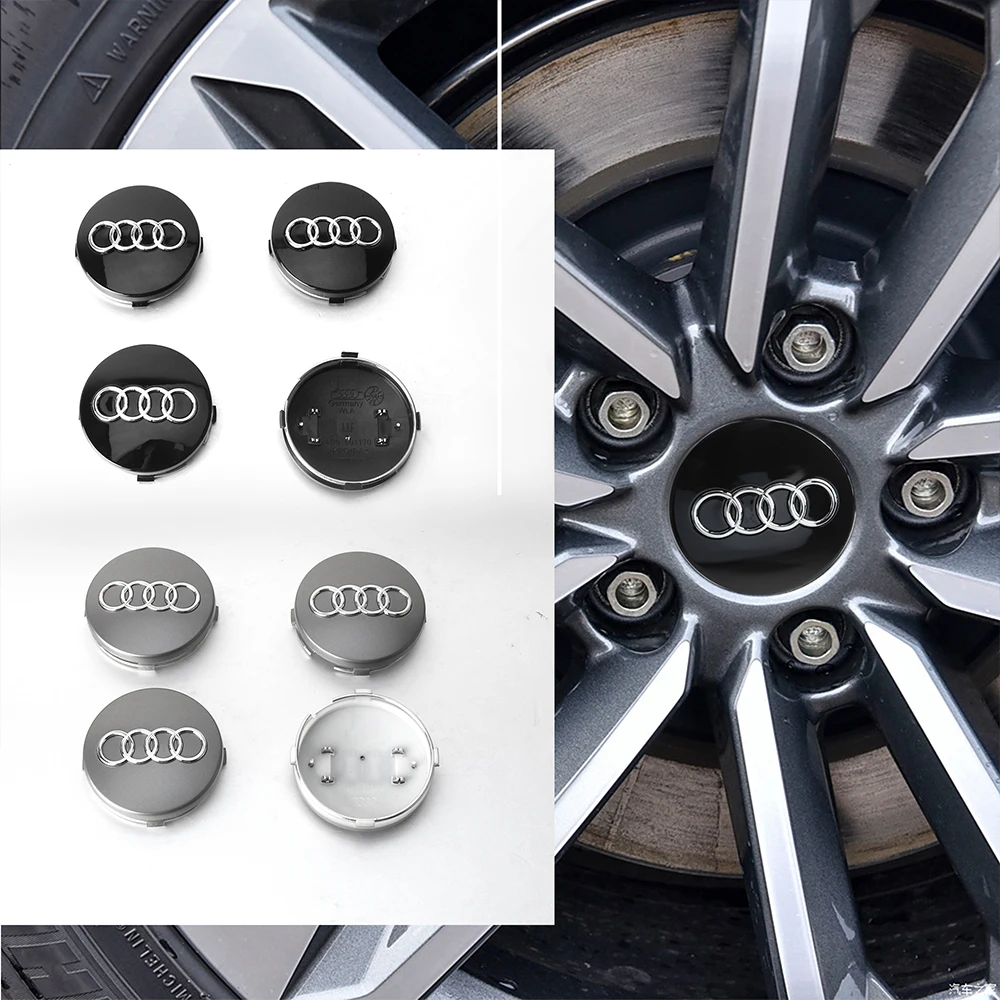 4개 61mm/133mm 자동차 휠 센터 캡 허브 커버 배지 아우디 A1 8X A3 8P 8L A4 콰트로 슬라인 A5 A6 A7 A8 TT Q3 Q5 Q7 Q8 B6 B7용
