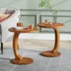 Solid Wood C-Shaped Side Table, Small Couch Side Table, Mid-Century End Table, Retro Side Table, Boho Side Table for Living Room 6
