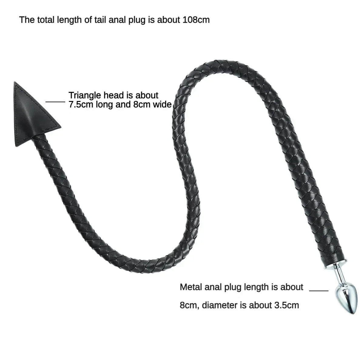 Anal Set Metal Plug Pu Leather Whip And Devil Tail Adult Toys_voghion.com