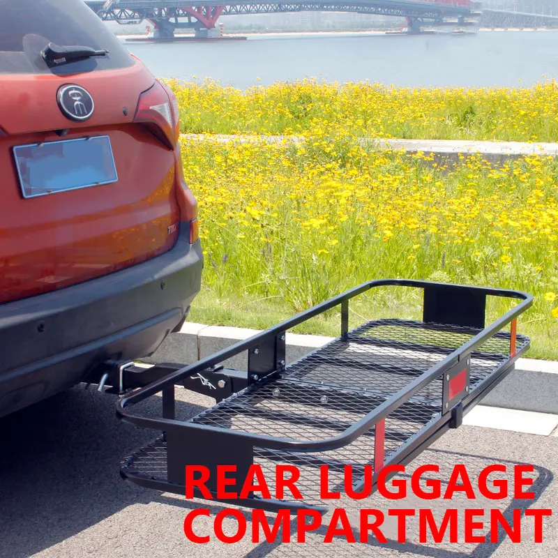 Car Trailer Luggage Rack Off Road Vehicle Black Carrying Basket Folding Shelf Rear Hanging Portable Square Mouth Trailer Frame - Image 5