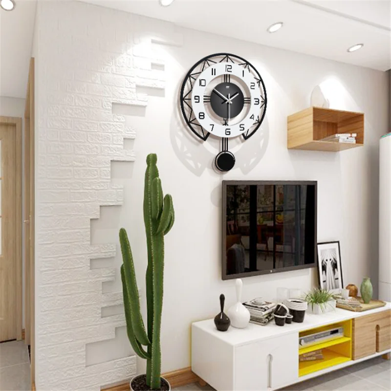 Nordic Living Room Wall Clock Fashion Home Watch Personality Creative Wood Clock Simple Modern Watch Art Quartz Clocks