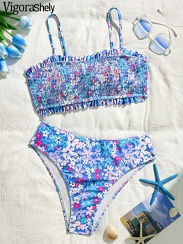 Vigoashely 2025 Sexy Bikini con cinturino a vita alta Push UP Costume da bagno Donna Costumi da bagno Lady Stampa Biquinis Backless Beach Costume da bagno 1