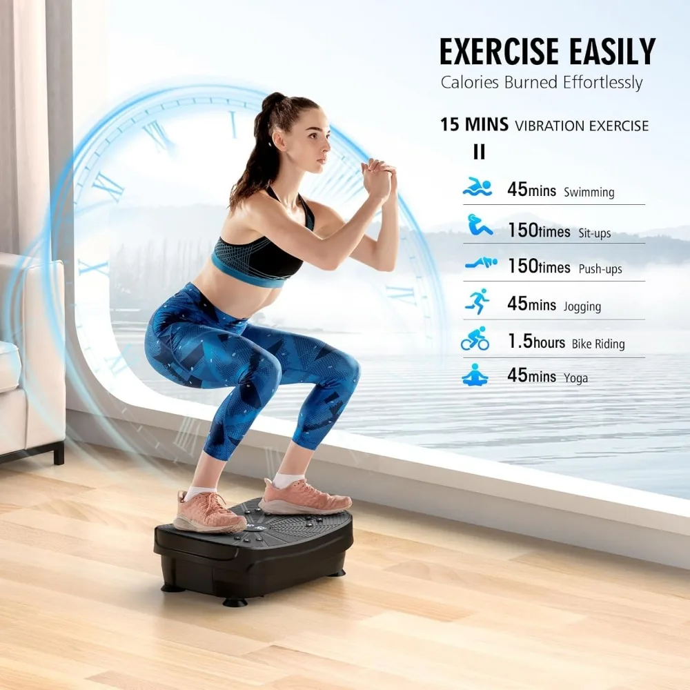 Vibration Plate Exercise Machine,Portable Full Body Vibration Platform for Lymphatic Drainage, 9 Preset Auto Mode, Fitness Board