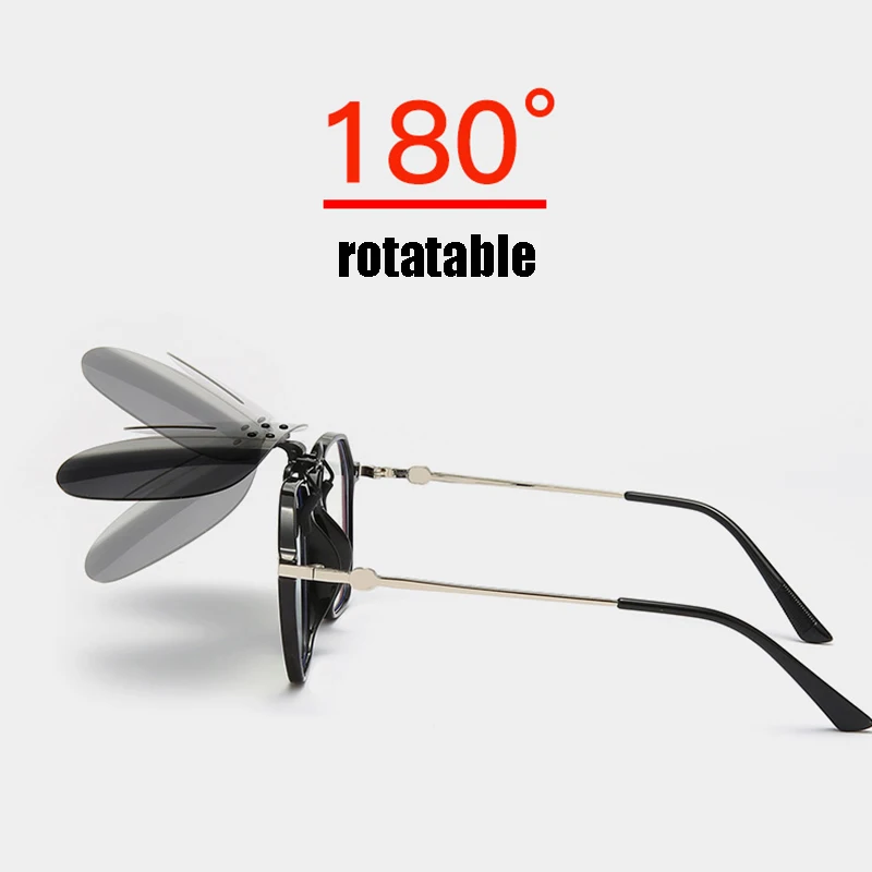 Frameless Flip Up Clip On Sunglasses Clip Polarized Eyeglasses Myopia Glasses Night Vision Driving UV400 Eyeglasses