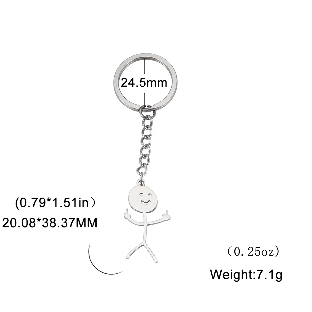 Teamer Funny Fuxk You Middle Finger Stickman Keychain 2024 Cute Trend School Bag Car Key Pendant Couple New Trinket Gift Keyring images - 6