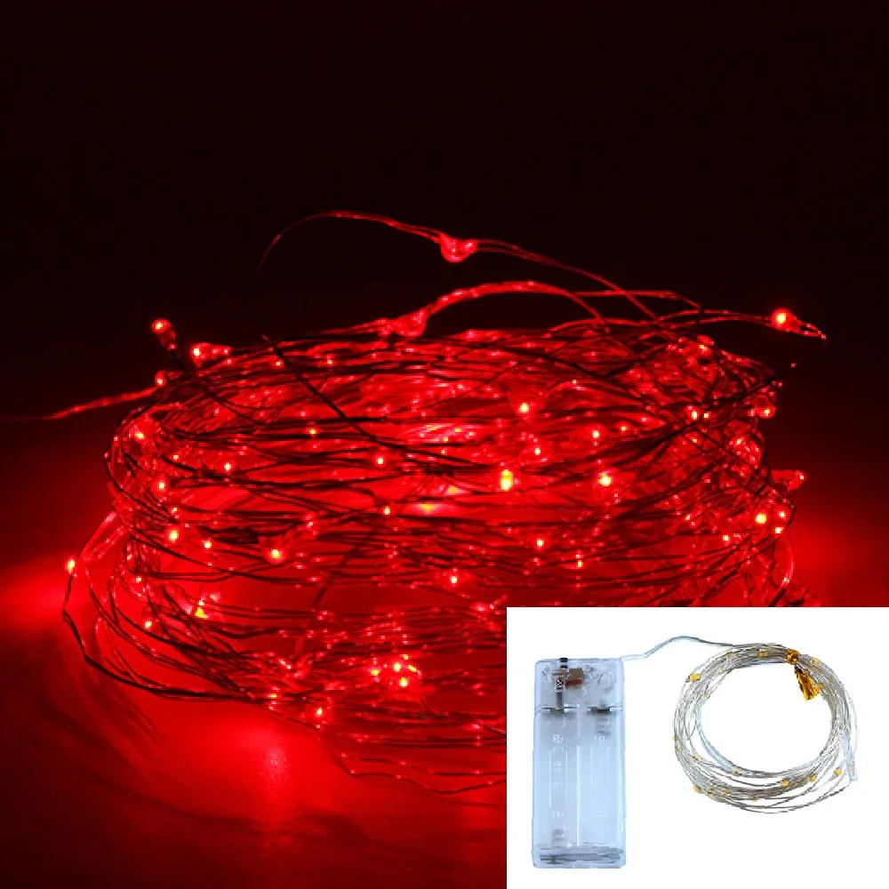 Guirnalda de luces LED de alambre de cobre de 1 m, 2 m y 3 m para decoración de fiestas, árboles de Navidad y bodas