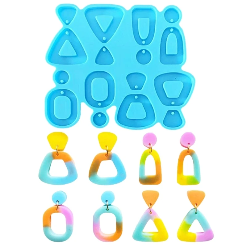 

Diy Crystal Epoxy Earrings Jewelry Molds Hanging Pendant Decoration 4 Styles Combined Irregular Mirror Silicone Mold 10CF
