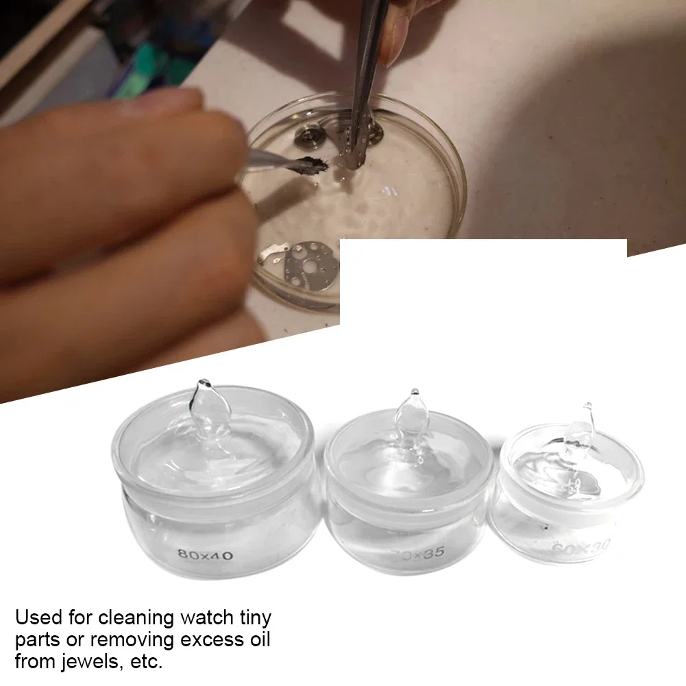 Lab Glassware 1pcs Flat Weighing Bottle Laboratory Glassware Watch Movement Spare Parts Box Watch Oil Washing Tank Movement Repair Pot