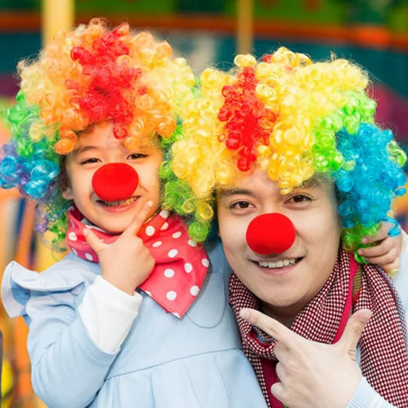 Parrucca da clown riccia ondulata da prestazione Parrucca sintetica per capelli cosplay Cappello per capelli Cappello per parrucca da circo da clown riccio ondulato arcobaleno colorato Carnevale - immagine 6