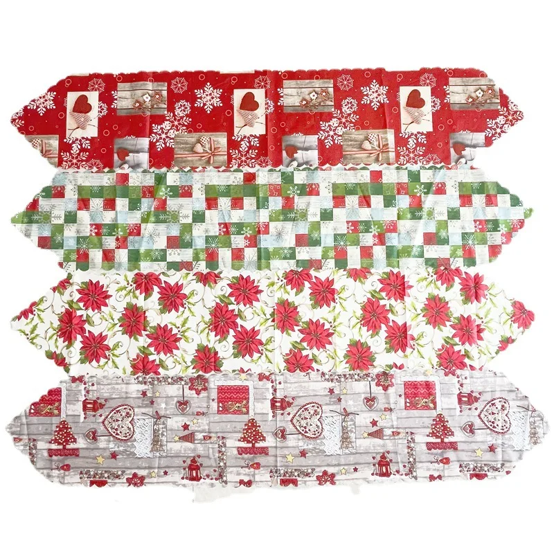 

33x180cm Christmas Holiday Party Table Runner Polyester Printed Tablecloth Dining Table Decoration Supplies