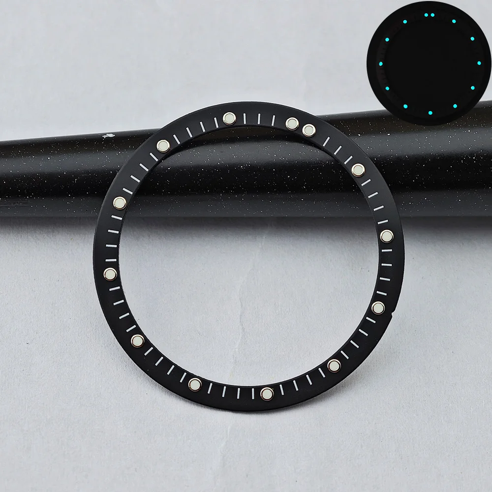 28.5mm Black & Blue Luminous Skeleton Dial with Green Accents