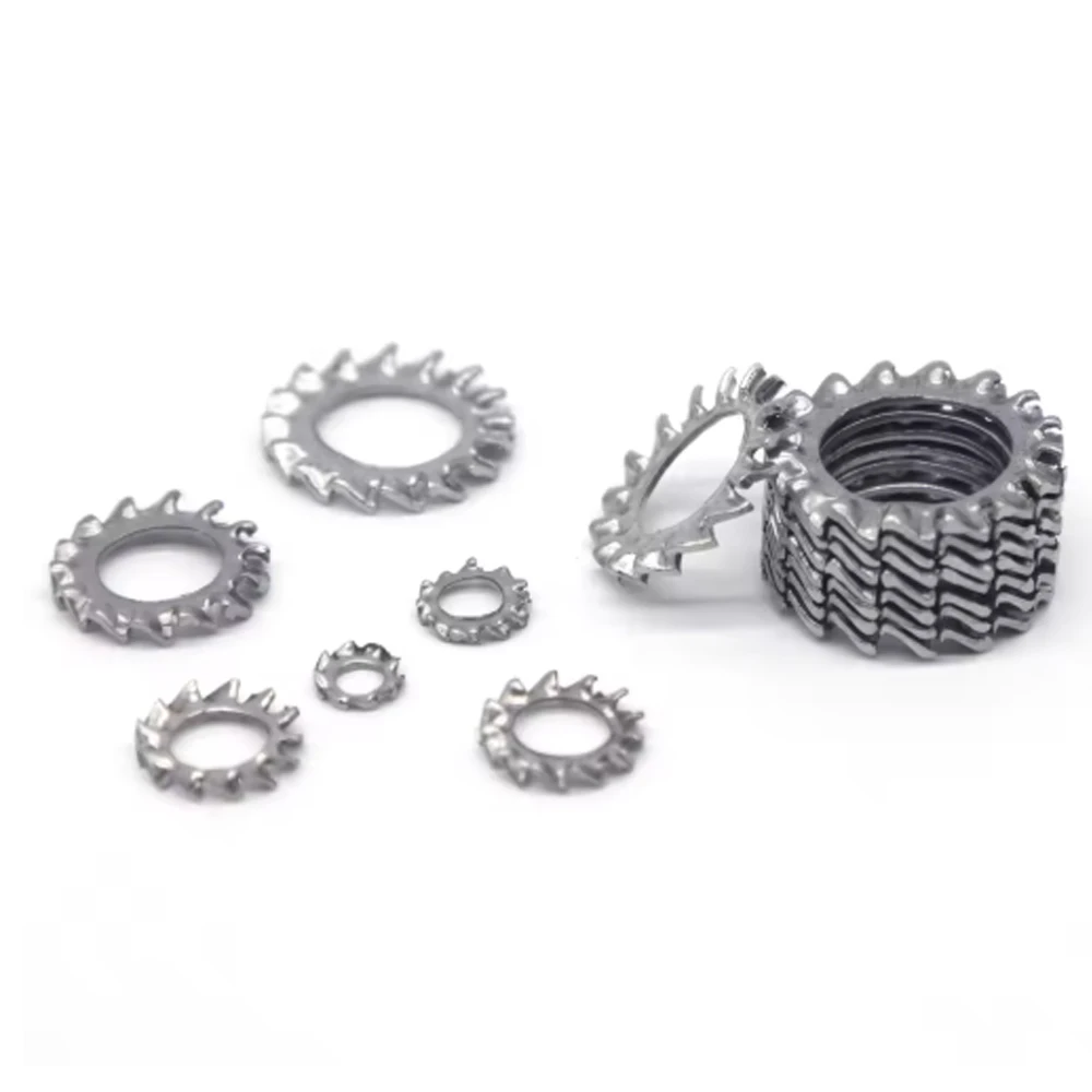 Stainless Steel External Serrated Washer Set M3 M4 M5 M6 M8 M10 M12 External Toothed Serrated Lock Washer Shakeproof 160pcs