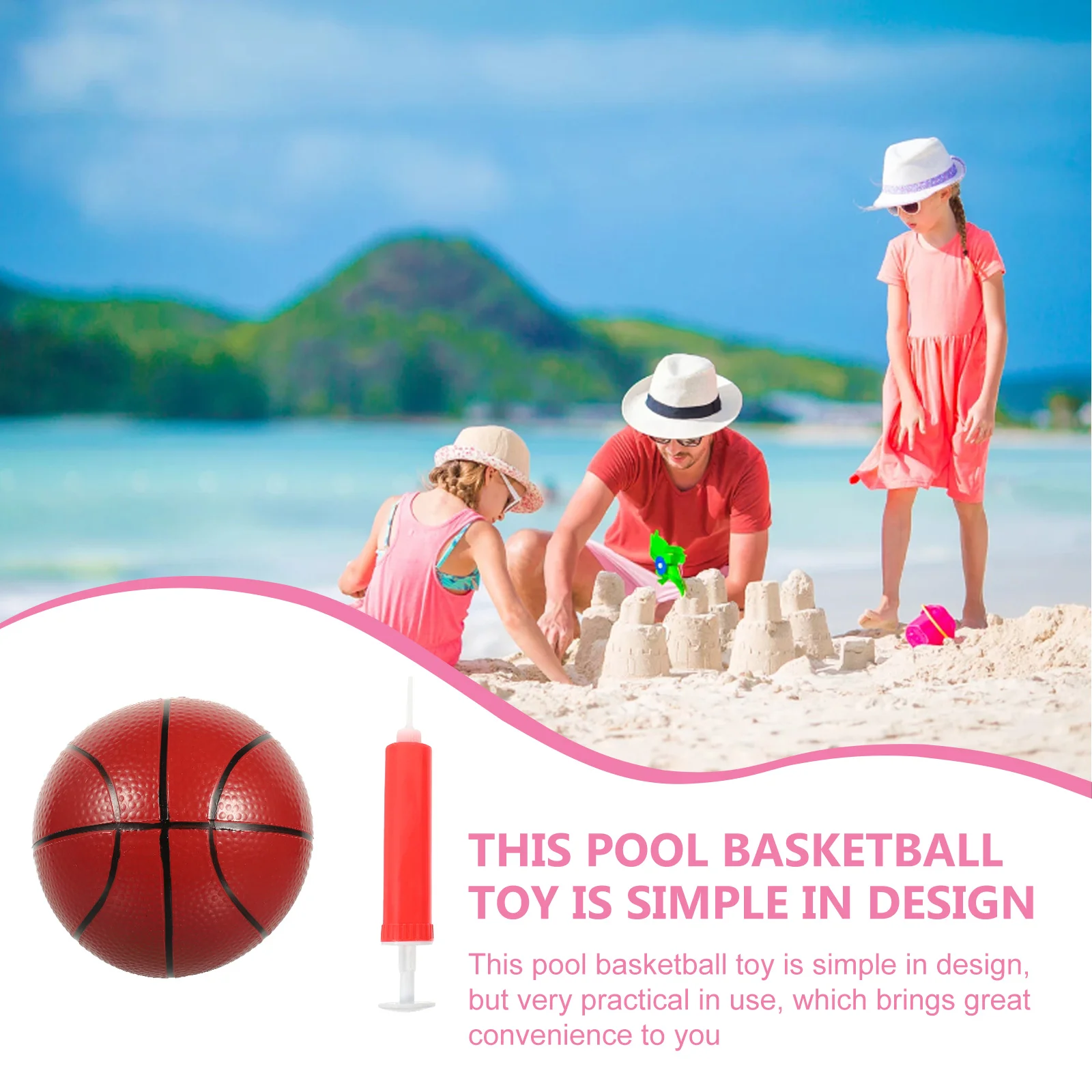 1 set Mini Basketball Pool Toys With Inflation Pump Beach Swimming Outdoor Sports Game Standard Basket Ball Toddler Play