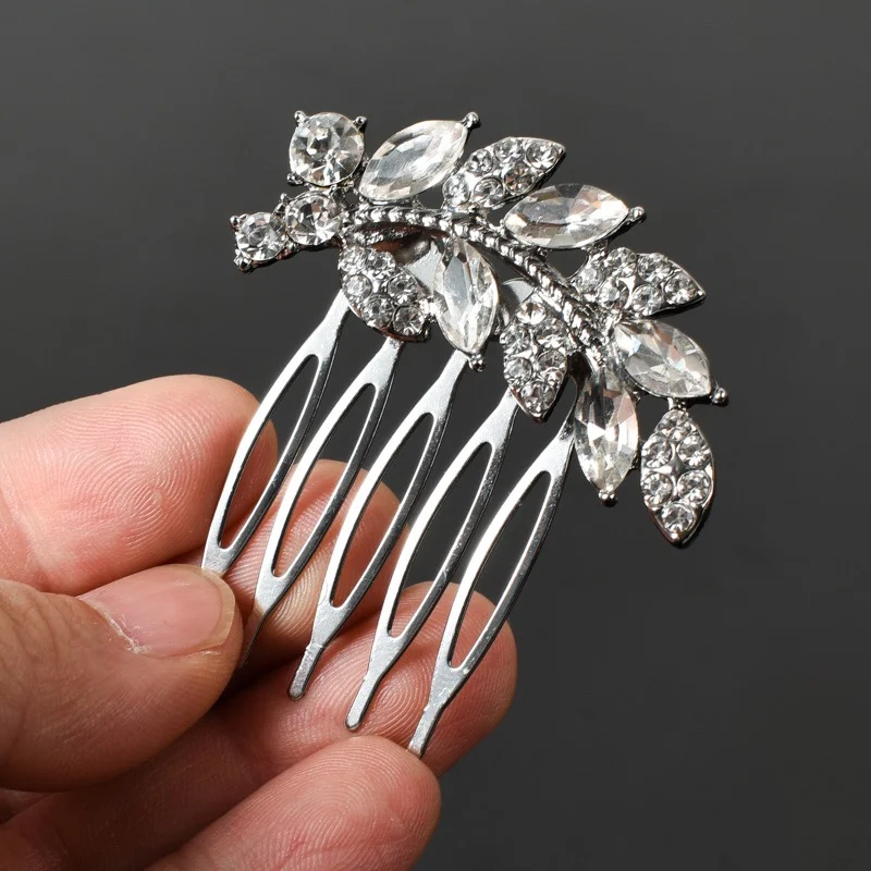 Crystal Bladeren Haarspelden Clips Kammen Voor Vrouwen Bruid Haar Sieraden Bruiloft Haar Accessoires Strass Party Haarspeld Hoofddeksel