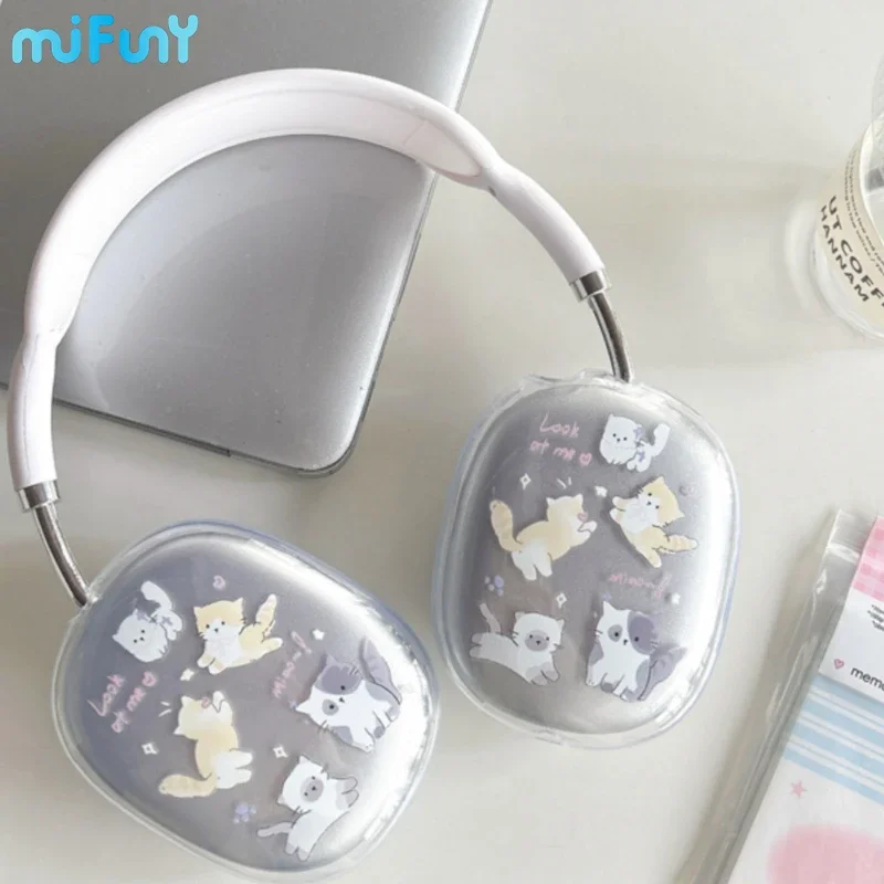

Прозрачные чехлы Mifuny Airpods Max, чехол с милым котом для наушников, аксессуары для наушников Airpods Max Y2K