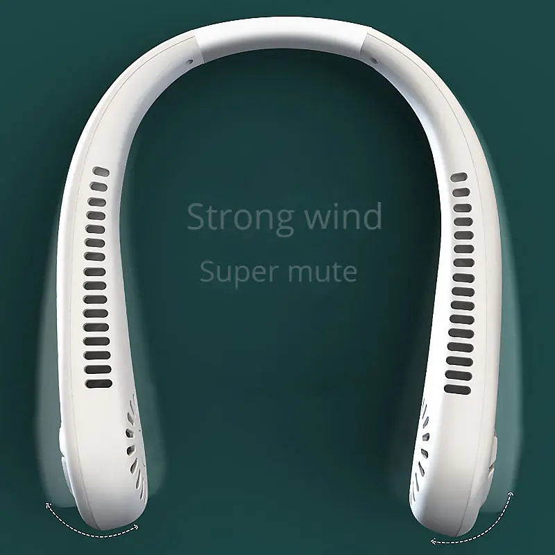 1200mAh Portable Outdoor Sports mini Air Cooling small neck Fan USB Large Wind Powered Wireless Bladeless neck Fan 2