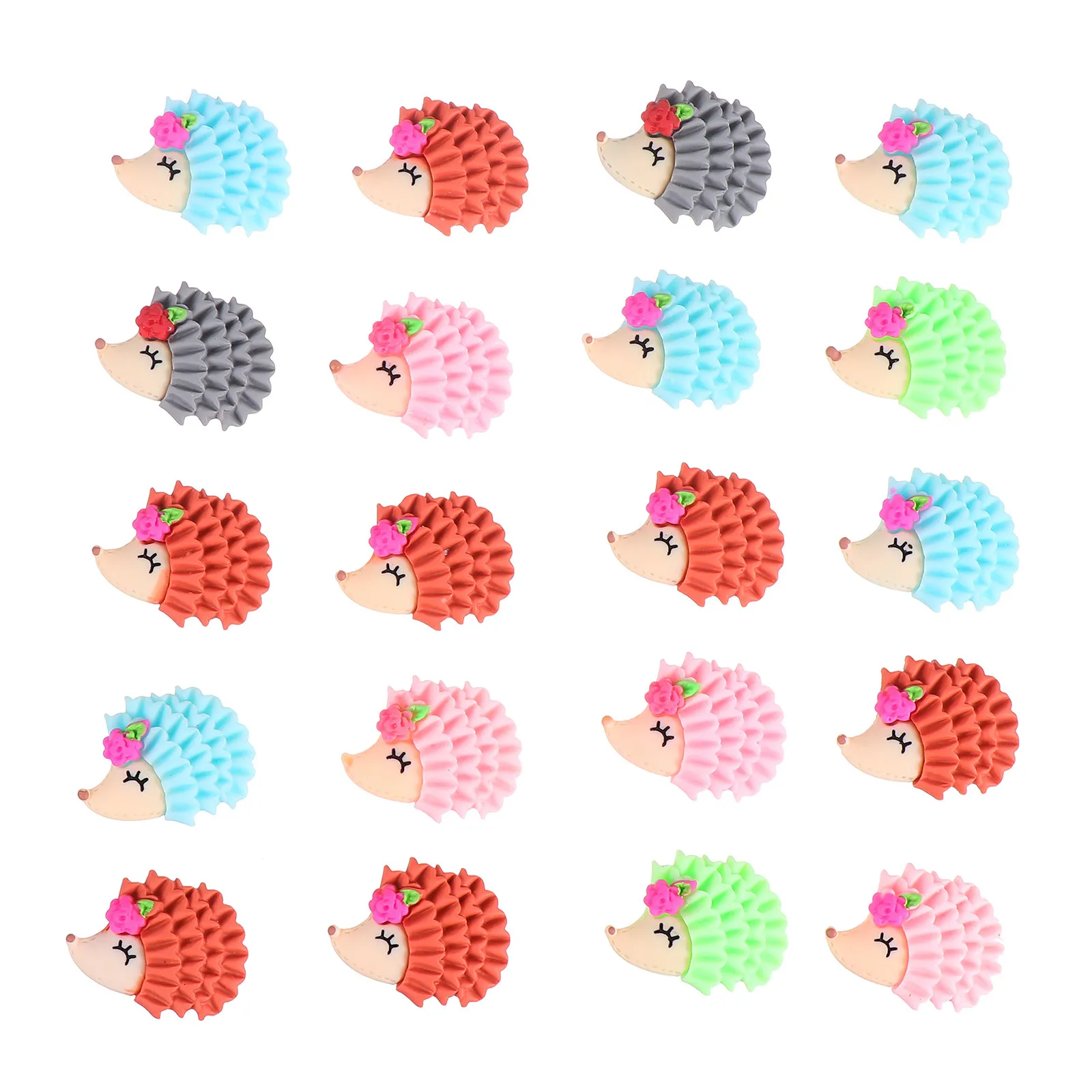 20Pcs 헤어 액세서리 장식품 사랑스러운 수지 고슴도치 DIY 머리 장식 용품 머리 장식 데스크탑을위한 장식 공예 참
