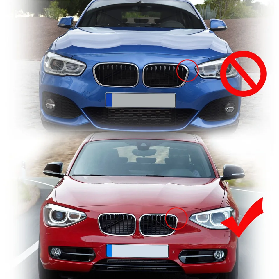 TOOWGM Coppia Di Griglie A Doppio Rene Per BMW E90 E91 (2005-2008) - Stile Corsa, Nero Opaco, ABS Di Alta Qualità