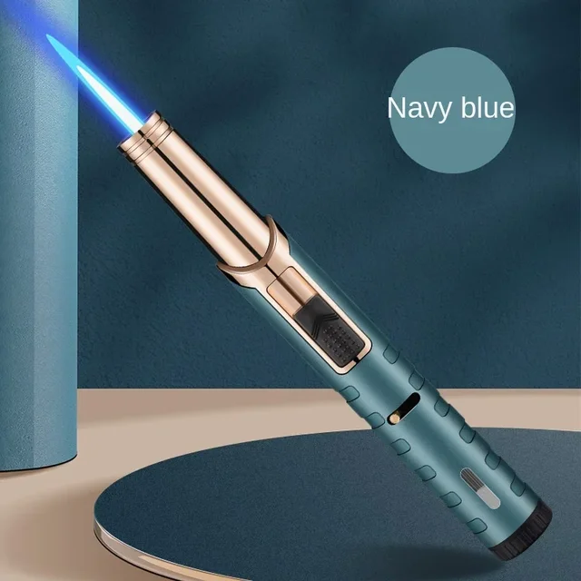 2025 New Metal Torch Windproof Lighter Refillable Pen Lighter Jet Flame Butane Lighter Kitchen BBQ Candle Camping Men's Gadget
