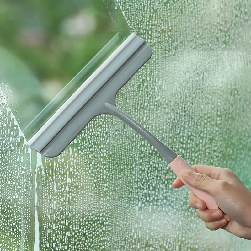 Window Glass Wiper with Silicone Blade Mirror Cleaner Holder Hook Car Glass Shower Squeegee Household Cleaning Bathroom Scraper