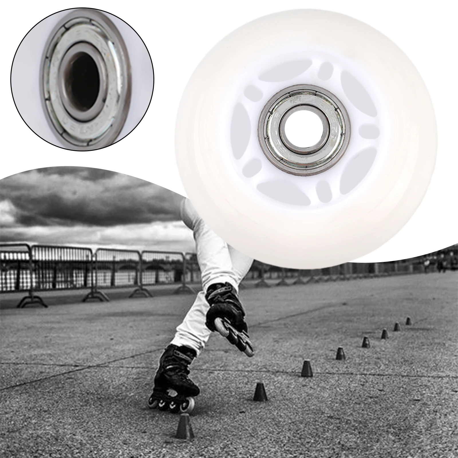 

Brand New Inline Skate Wheels Accessories Outdoor Sports Polyurethane PU Sporting Goods White For Skates/luggage